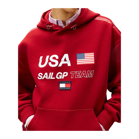 Felpa Uomo a tinta unita, con cappuccio e logo firmata U.S. Sail GP Team
